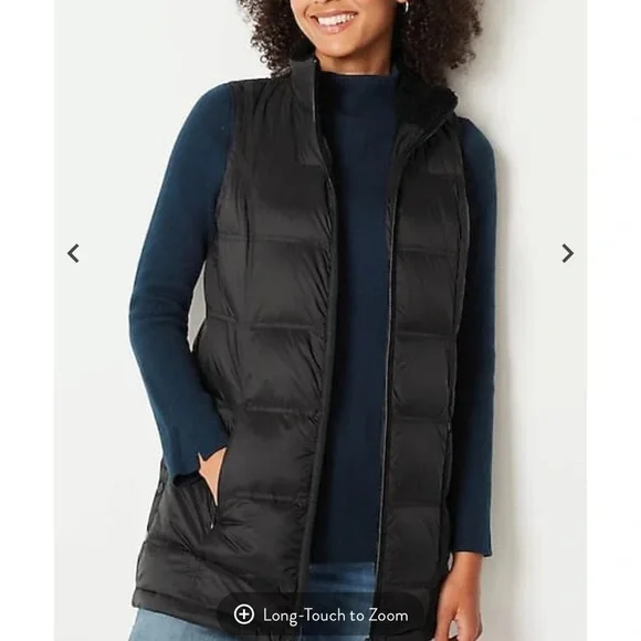 J.Jill Down lined black puffer vest - Picture 1 of 14